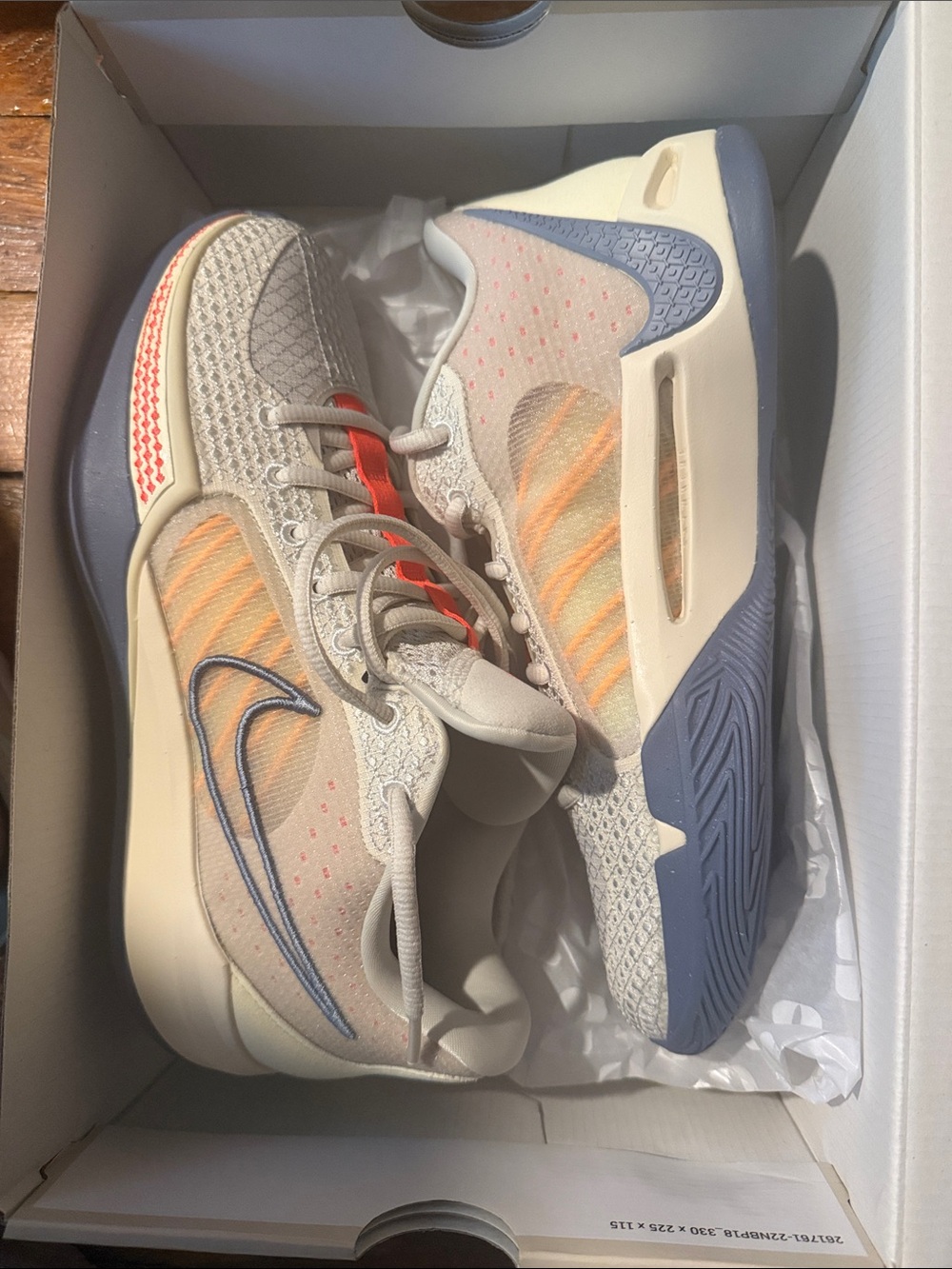 Nike Women's Cream Sabrina Ionescu I Sneakers with Blue and Orange Accents